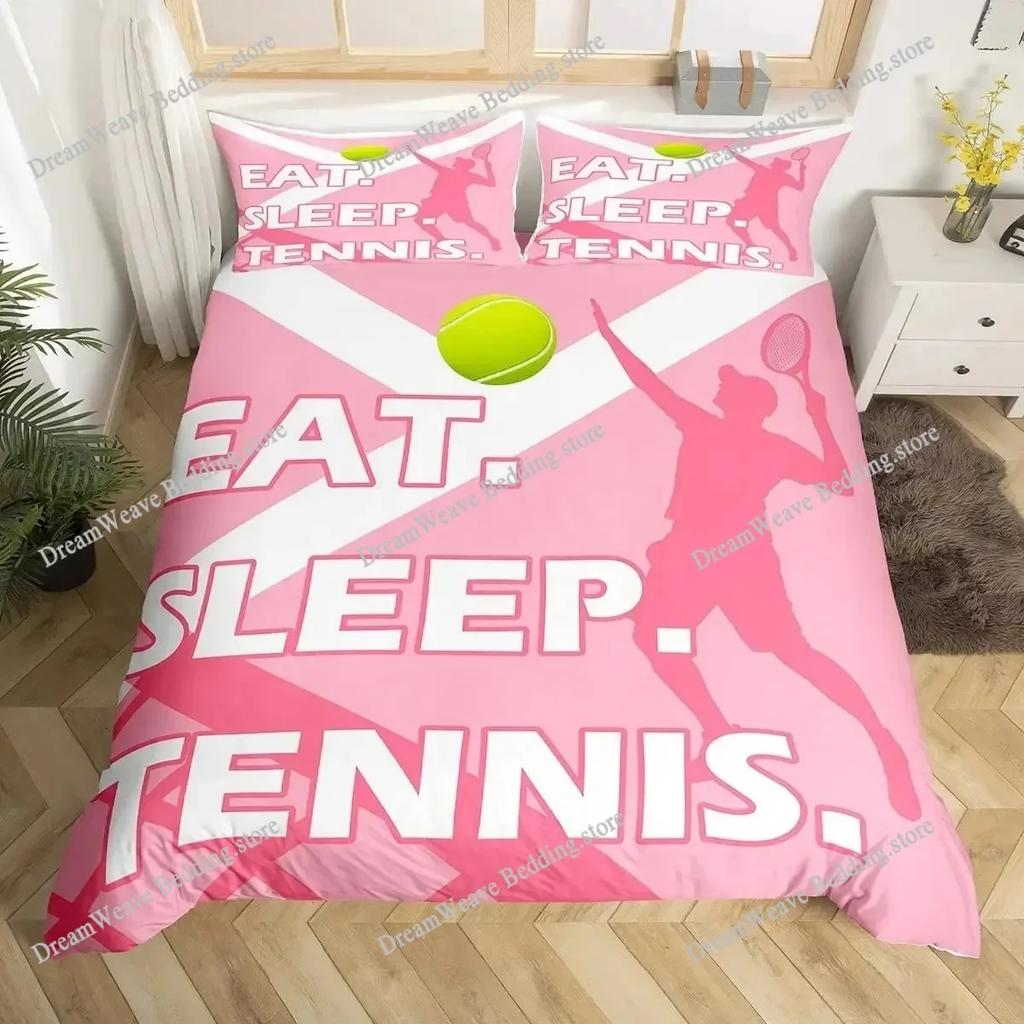 3D Tennis Bedding Set Full Size Sports Theme Comforter Cover Tennis Ball Games Yellow Duvet Cover Black White Quilt Cover963