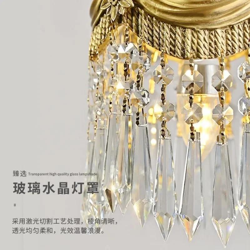 European  Luxury Brass Restaurant Chandelier French Classical Retro Bedroom Foyer Crystal Pendant Light