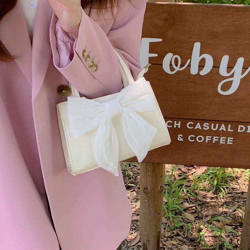 2025 Niche Women's Fairy Bow Handheld Small Square Bag - Sweet Girl Shoulder Crossbody