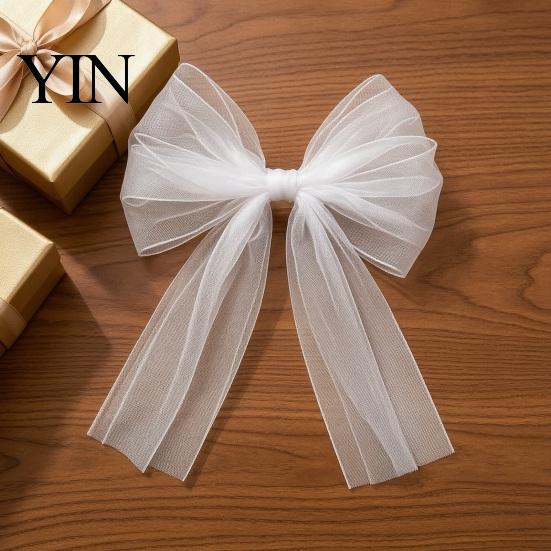 Elegant Ribbon Bows for Party Decor Tulle Bow Christmas Tree Decoration, Pre-tied Gauze Mesh Transparent Floral Arrangements Xmas Tree, Wreath,