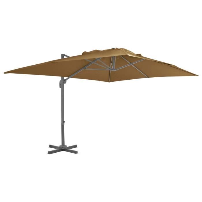 Parasol - vidaXL - Taupe - Aluminium - Résistant aux UV - Base portable