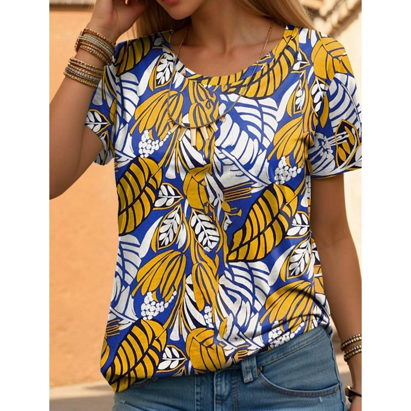 

Летние футболки с круглым вырезом и 3D цветочным принтом, модные повседневные женские футболки с коротким рукавом 6XL