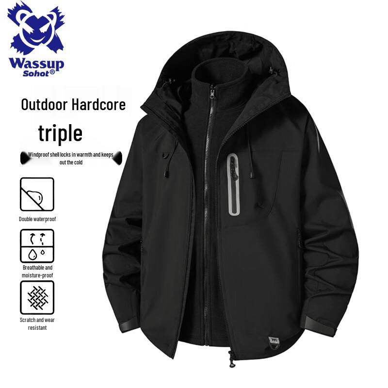 Wassup Sohot Men's Outdoor Windproof Waterproof Hooded Jacket