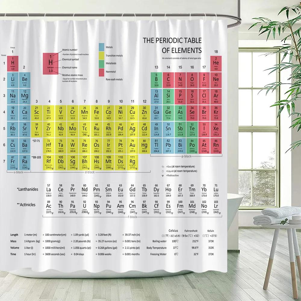 

Periodic Table Of Elements Shower Curtains Modern Chemical Form Printing Polyester Children Bathroom Decor Bath Curtain Hooks 90x180cm-35x70in