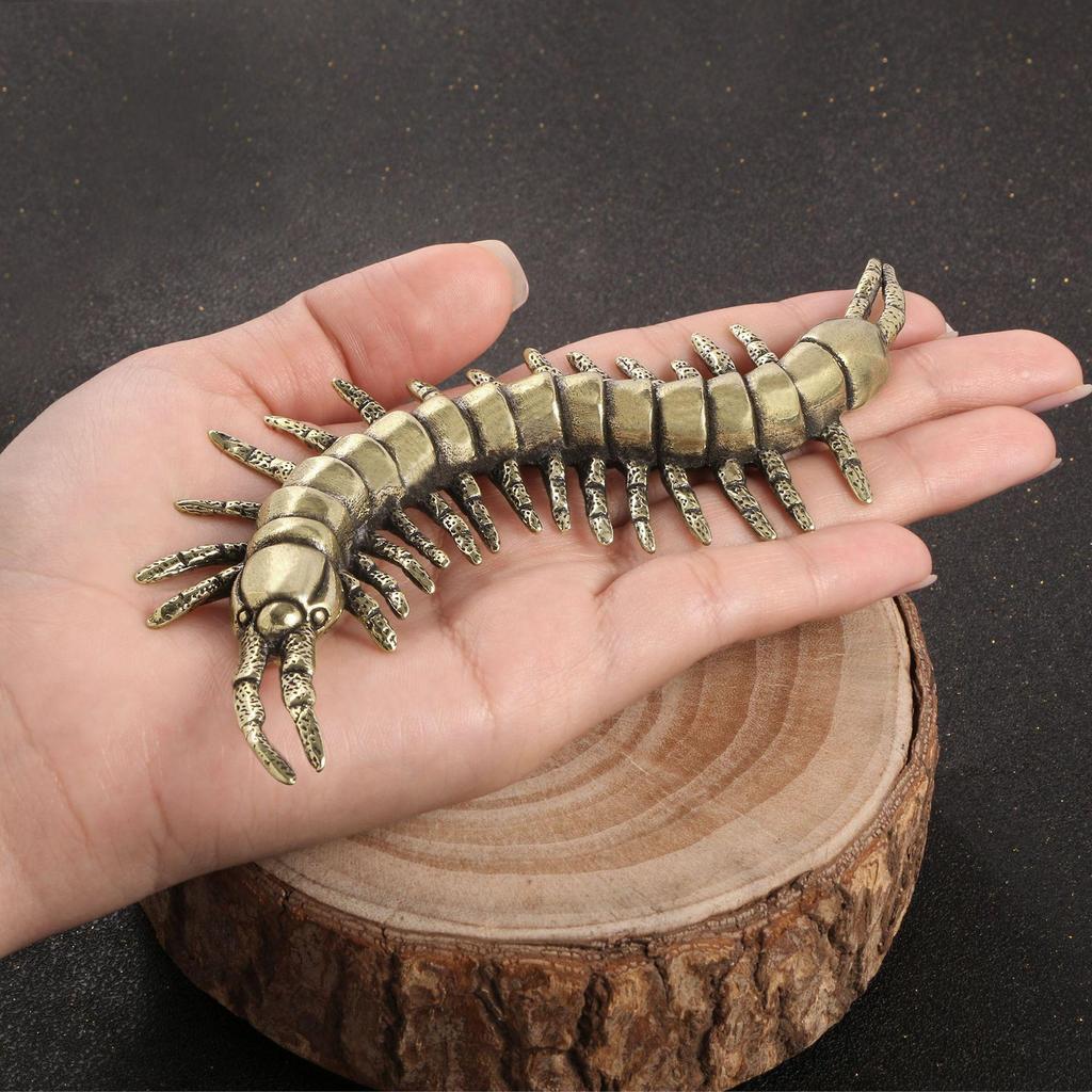 Antique Replica Chinese Centipede Brass Sculpture: Solid Copper Hundred-Legged Worm Tea Pet Handicraft