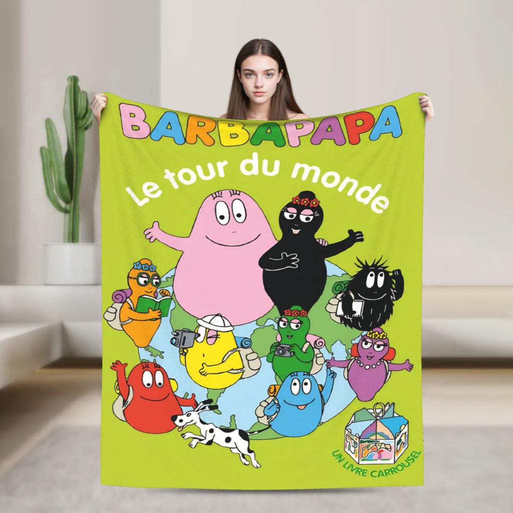 Kawaii Barbapapa Cartoon Throw Blanket for Couch Fuzzy Soft Plush Blanket 50x60 Inches Multiple Sizes Bedspreads for All Seasons