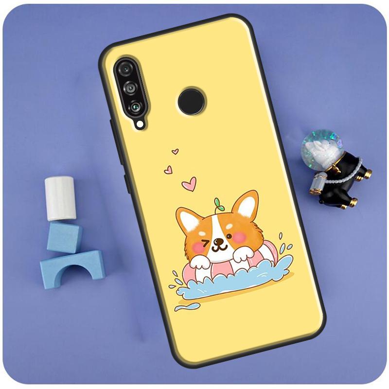Cute Cartoon Corgi For Huawei Nova Y70 Y91 Y90 Y60 Y61 Y72 Y73 3i 7i 8i 11i 12i 9 10 SE P20 P30 P40 Lite Case