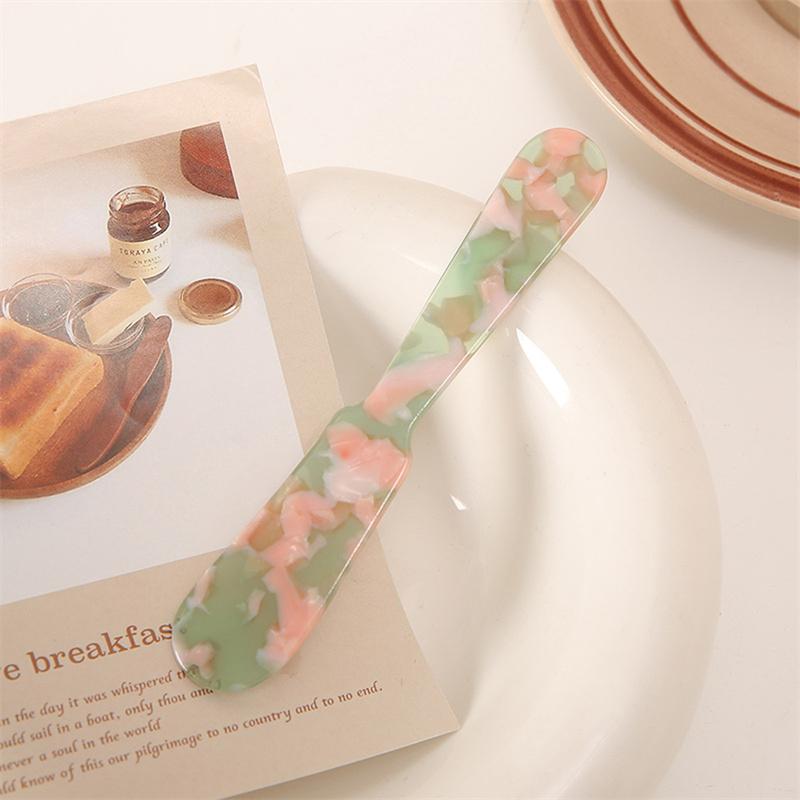 Vintage Korean Style Acrylic Cake Spoons Knife Reusable Dessert Spoon for Coffee Ice Cream Cake Decoration Gift Kitchen Prop