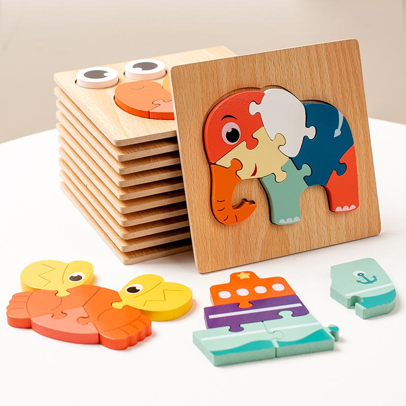 Children's 3D Wooden Animal Transportation Puzzle Set - Early Education Toy for Kindergarten Cognitive Development