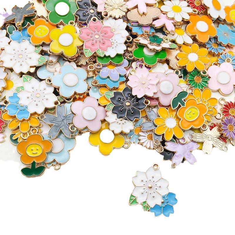 Mixed Flower Enamel Charms: 20/30/50pcs Handmade DIY Jewelry Pendants