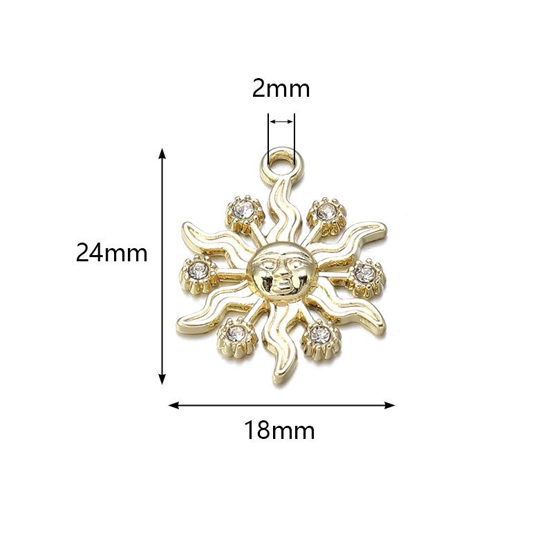 10pcs Alloy Sun Charms Gold Silver Color Rhinestone Pendant For Jewelry Making DIY Necklace Earrings Pendant Key Chain Supplies