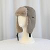 Lei Feng Hat Plaid Print Velvet Lining Buckle Closure Ear Protection Hat Windproof Cold Weather Outdoor Hat