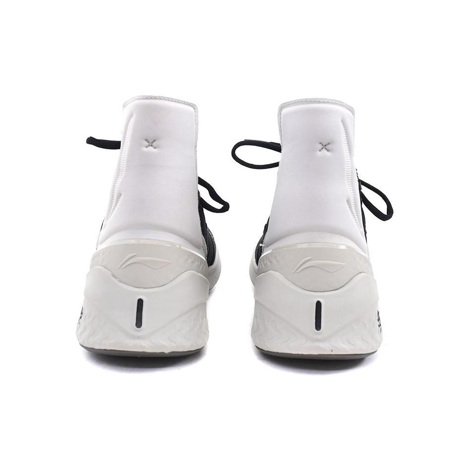Li Ning Wujie Cushioning Abrasion Resistant Breathable High top Casual Shoes Unisex Black White AFPQ045-1