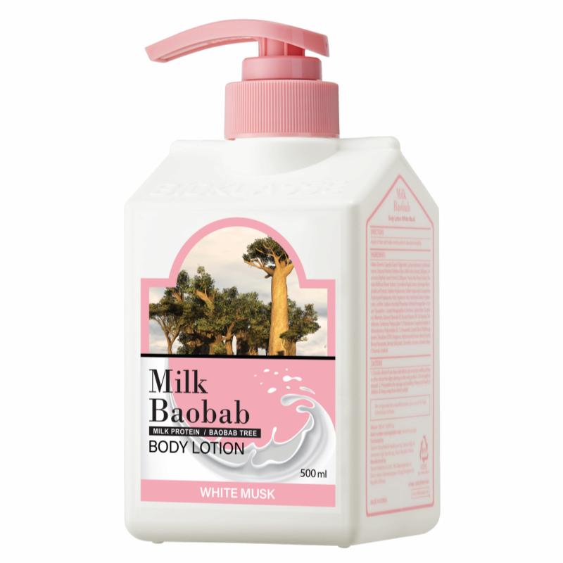 Milk Baobab Body Lotion 500ml/Body Wash 1000ml, White Soap Ivory Musk White Musk Baby Powder Damask Rose Flora Bouquet Lime and Basil Lavender Garden