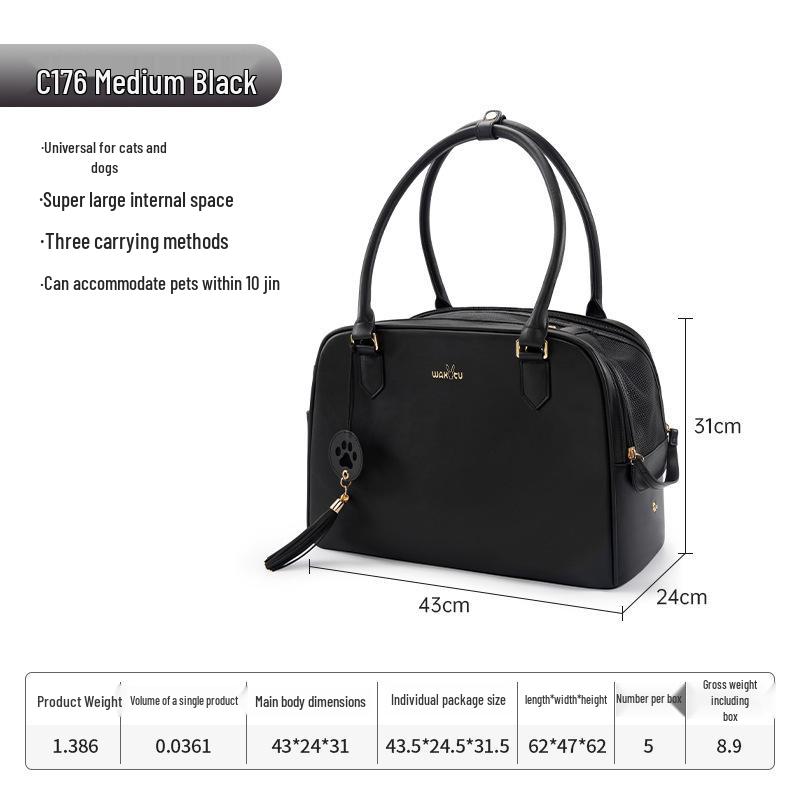 Wakytu British Pet Carrier: Large Capacity Cat/Dog Crossbody Bag, Breathable & Comfortable Handbag