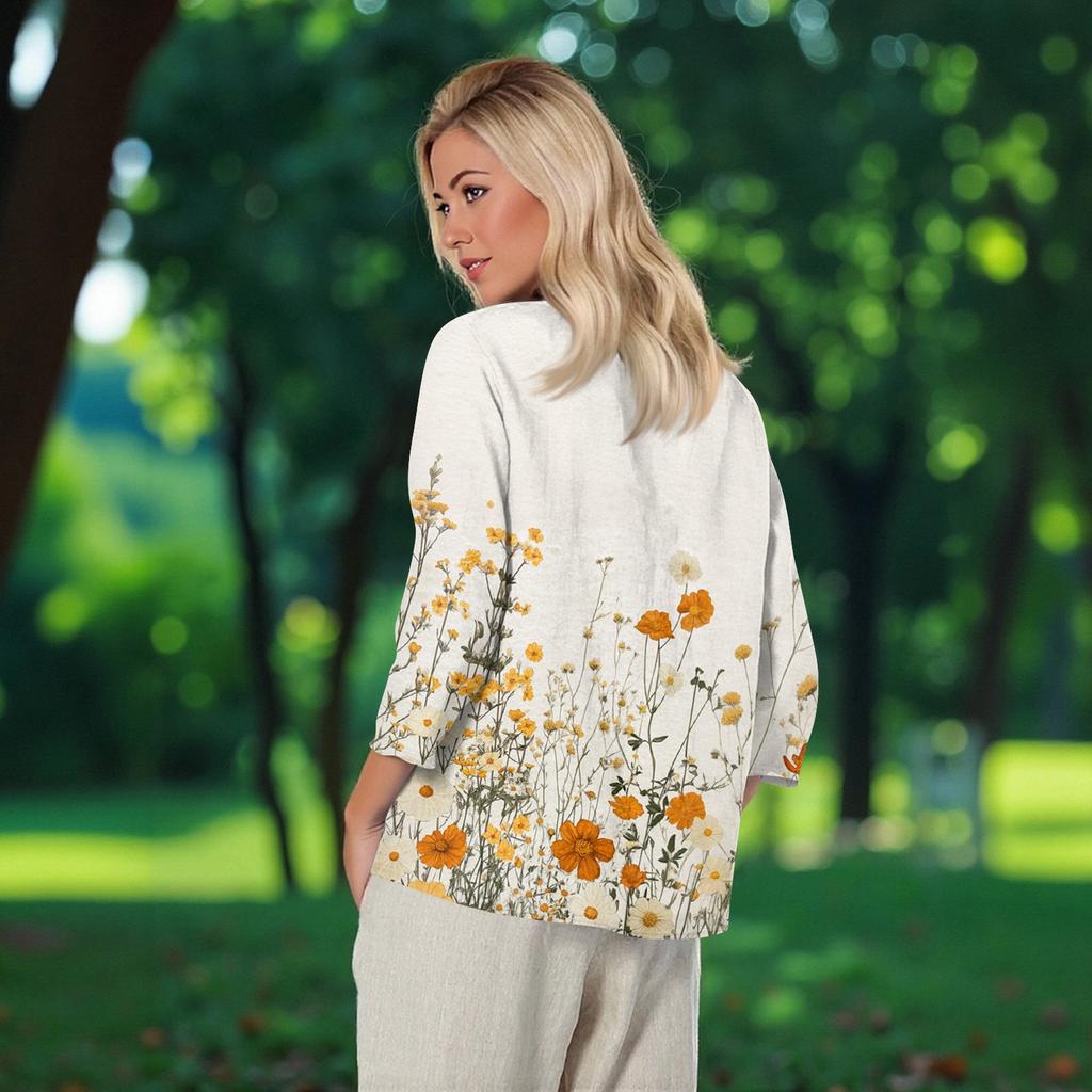 3/4 Length Sleeve Womens Tops Summer Trendy  V-Neck Blouses Dressy Casual  T-Shirt Summer Outfits Beach Vacation