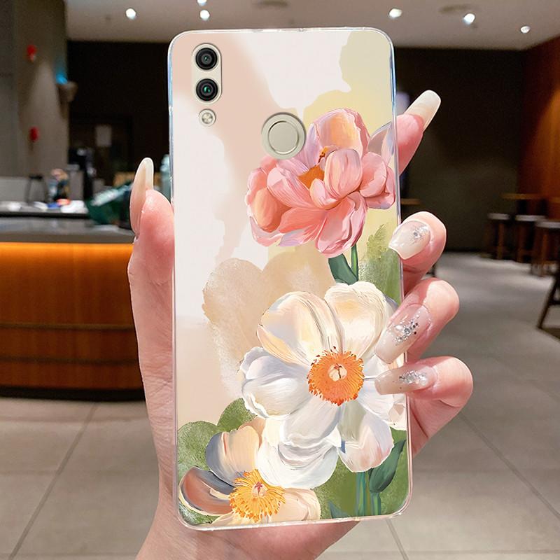 For Huawei Honor 8C Case BKK-LX2 BKK-LX1 BKK-L21 Back Cover Clear Luxury Butterfly Fashion Flowers Soft TPU Silicone Phone Case