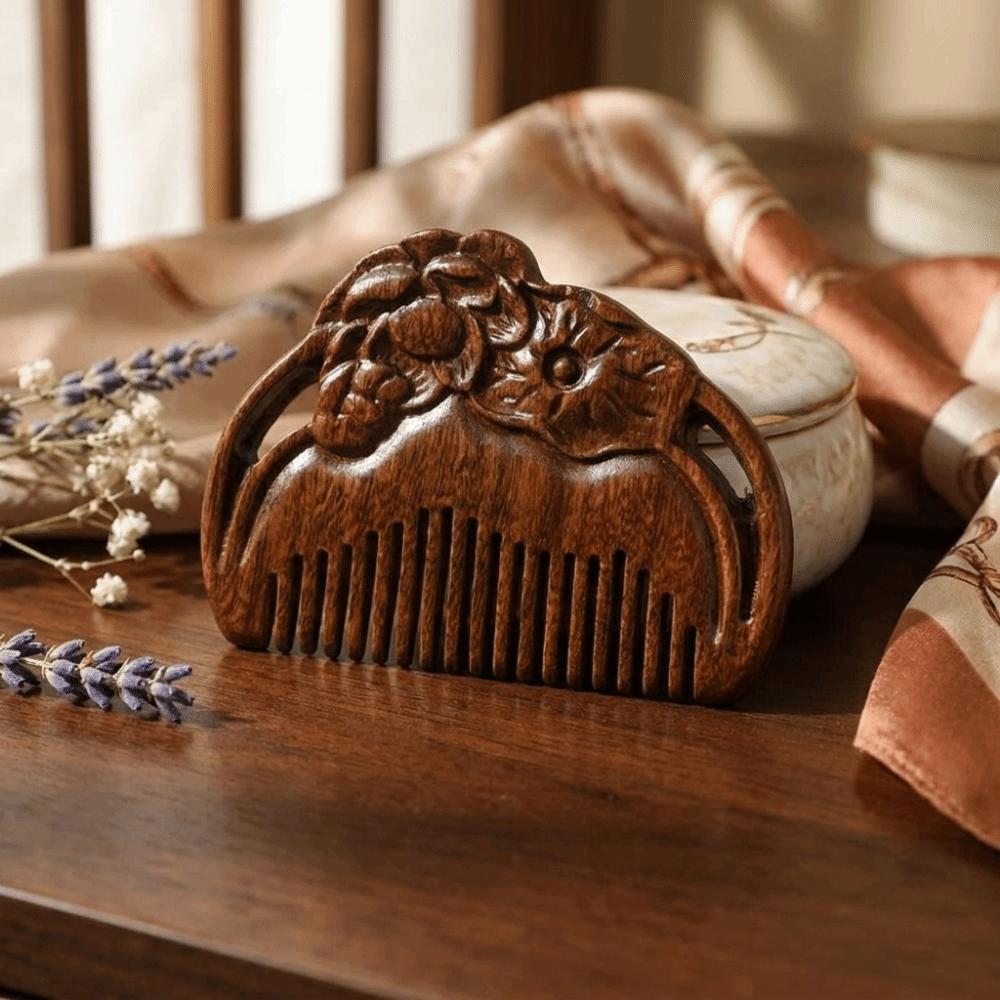 Vintage Wooden Hair Comb Carved Wide Tooth Comb Boutique Sandalwood Hair Brush  Straight Hair