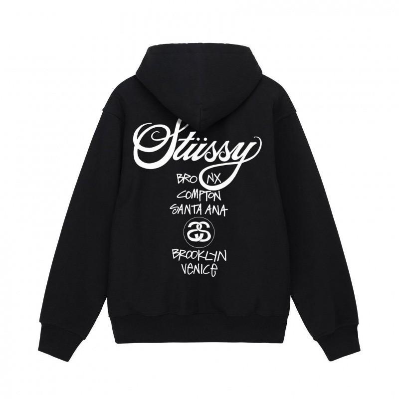 Stussy baseina apdrukas unisex hūdijs -