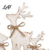Seasonal Home Decor 3Pcs/Set Wooden Christmas Elk Table Sign Rustic Reindeer Family Tabletop Decoration Handcrafted Sign Jute Rope Bow Centerpiece