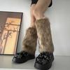 Womens Furry Party Costume Sexy Y2K Faux Furs Fuzzy Long Boots Shoes Cuffs Cover Leg Warmers/Boot Sleeves/Boot Covers