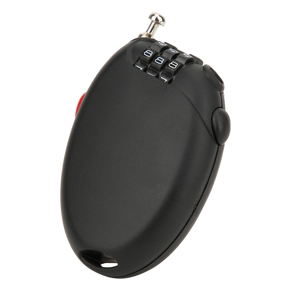 L 01 Black Mini Multi Function Bicycle 3 Digit Password Steel Cable Lock Bike Anti Theft Wire Lock