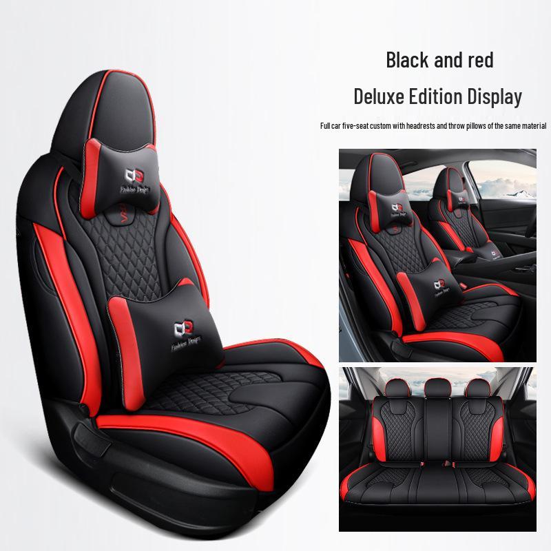 Huse de Scaun Auto din Piele Full-Surround Elantra, Universale, Rezistente la Uzură, pentru Toate Sezoanele, Cinci Locuri.