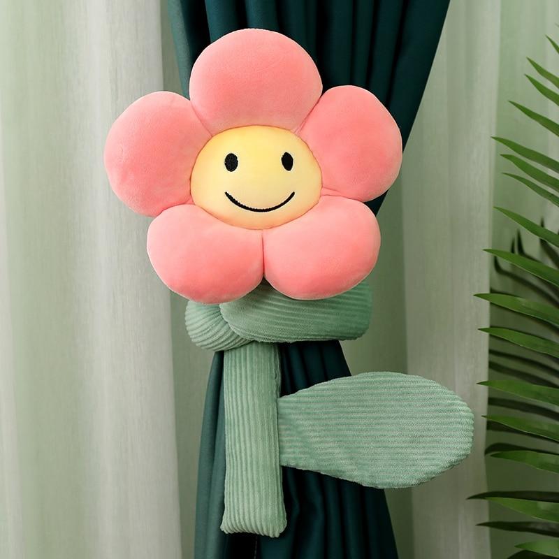 1 stk 95 cm solsikke plysjleker Kawaii Gardinknapp Plysjrom Dekorative planter Dukker Utstoppede Mykt Smil Blomster Multifunksjon