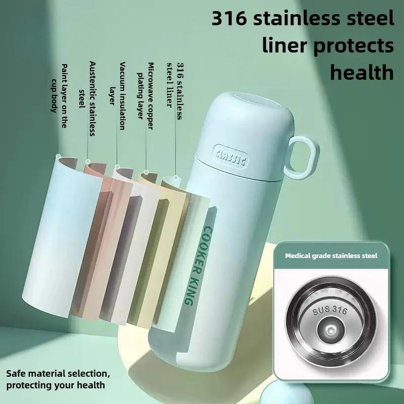 1-3PCS Gradient Stainless Steel Water Bottle - 316 Insulated Travel Tumbler with Handle Leakproof Sports Cup Triple Holiday Gift