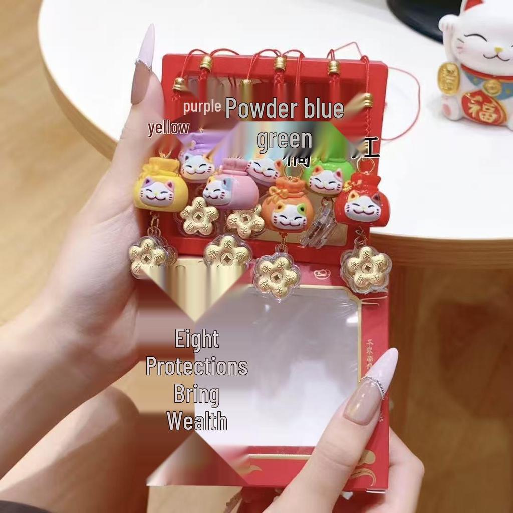 999 Pure Gold Maneki Neko Charm – Invite Wealth: Chinese Style Keychain & Phone Accessory