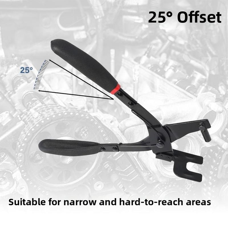 Steel Exhaust Pipe Rubber Gasket Removal Pliers with 25 Degree Offset Angle and Spring Loaded Design for Auto Repair