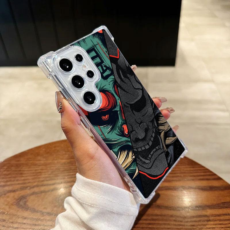 

Japanese Culture Oni Mask Samurai Phone Case For Samsung Galaxy S25 FE S26 S24 S23 S22 S21 S20 Ultra S26 Plus S25FE Clear Cover Galaxy S20