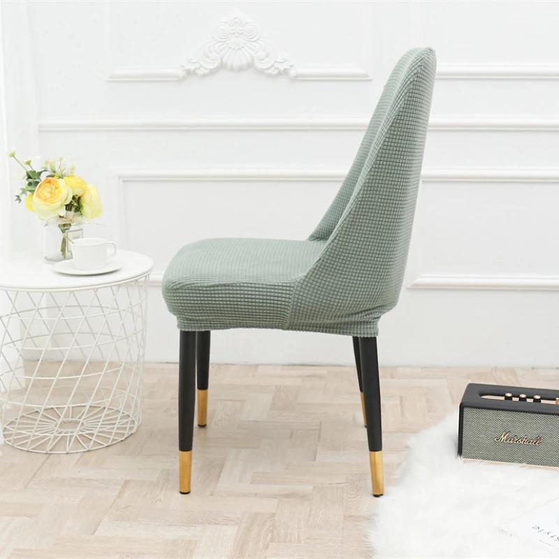 Elastic Stretchable Chair Slipcover Washable Breathable Curved Back Dining Chair Cover Decorative Contoured Dining Chair Cover