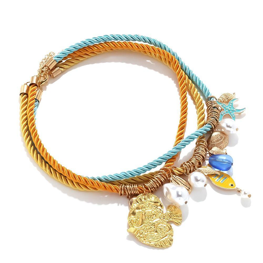 Ethnic Style Nylon Rope Necklace Necklace Set Dopamine Necklace Resin Flower Pendant Necklace  Gift