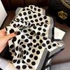 27" Black White Polka Dot Square Scarf Elegant Style Thin Silky Neck Scarf Casual Decorative Hairband For Women