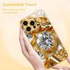 Sparkling Gold-Plated Diamond Jewelry New Electroplated Gold Tempered Glass Phone Case for iPhone 17 16 15 14 13 12 11,etc