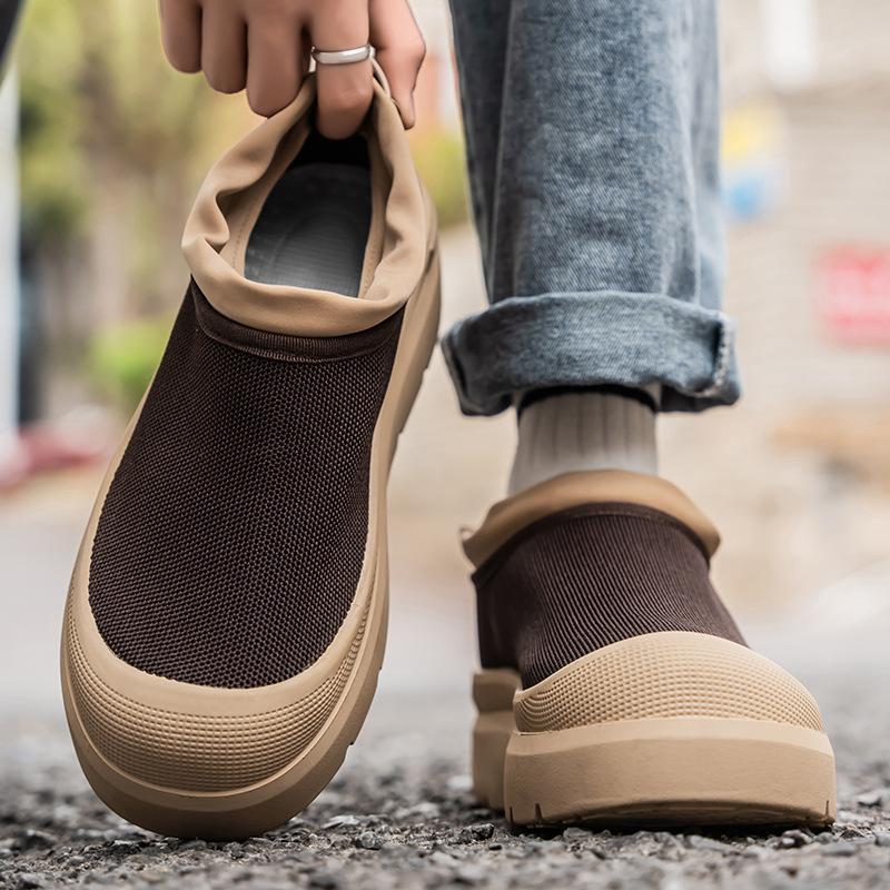 

Foot set summer new versatile men s shoes fashion trend Korean version thick-soled comfortable one-pedal indoor light lazy shoes 44 коричневий