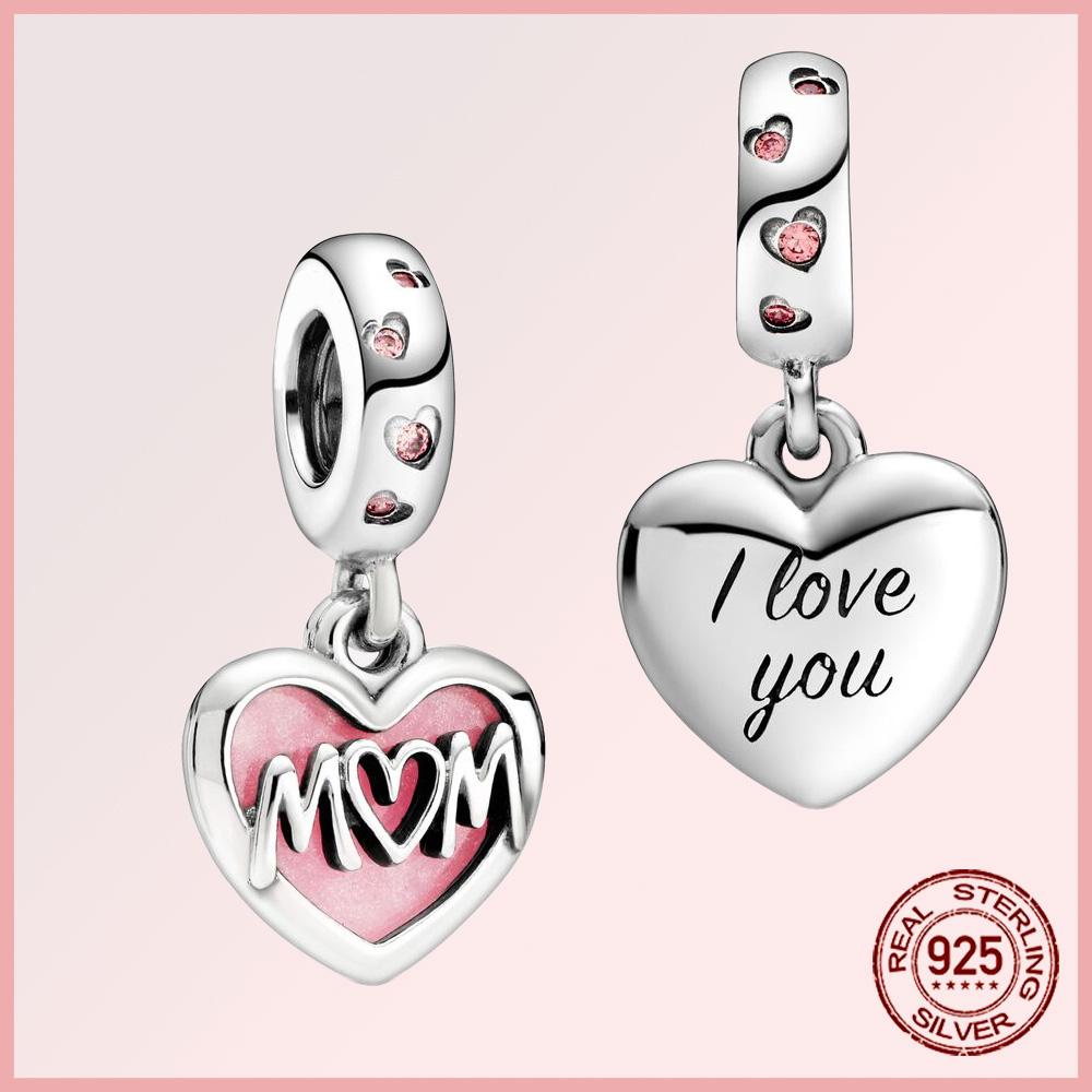 Funkelnde Familie Herz Engelsflügel Pavé Kupfer Anhänger Charms Passen Original Armband Perlen Schmuck Geschenk DIY