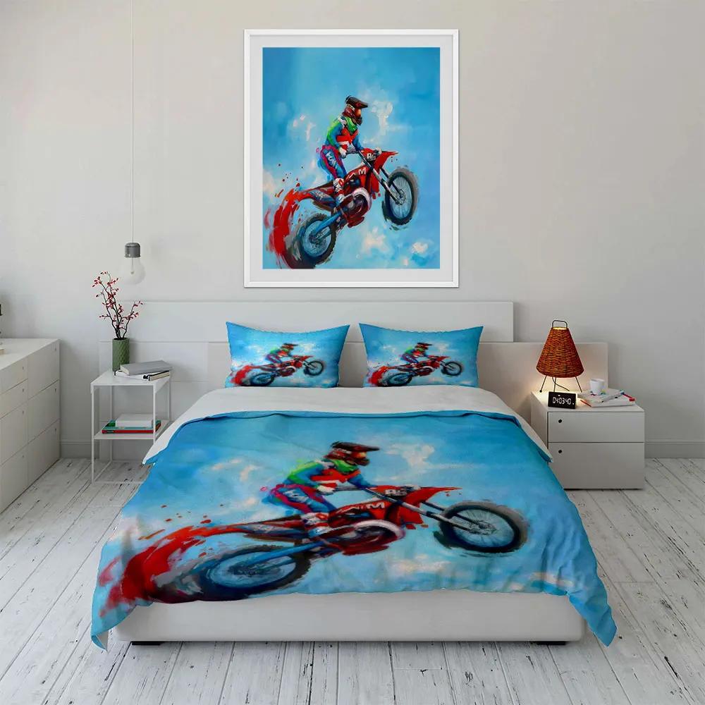 Motocross Decor Set Adventure Bedding Set with 1 Duvet Cover 2 Pillowcases Single Double King Queen Gift