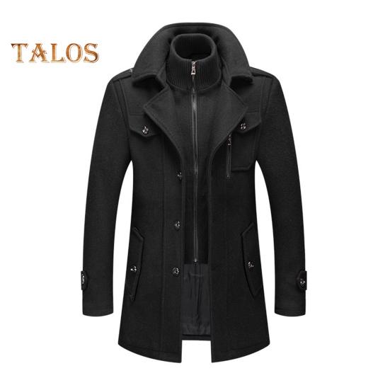 

Мужское шерстяное пальто с воротником-стойкой, однобортная однотонная куртка с карманами, осень-зима, средняя длина, верхняя одежда M чёрный