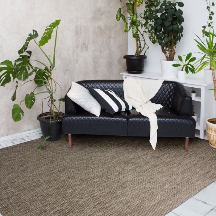 NAROSKI - Tapis effet pailleté et scintillant pour intérieur et extérieur - 160 x 230 cm - Marron
