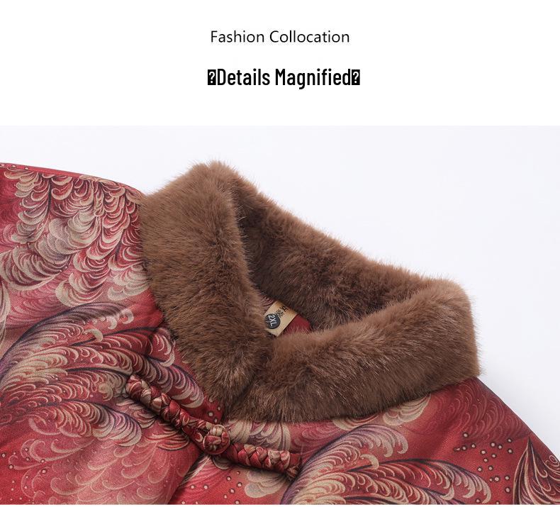 Stylish Fleece-Lined Cotton Jacket for Middle-aged and Elderly Women