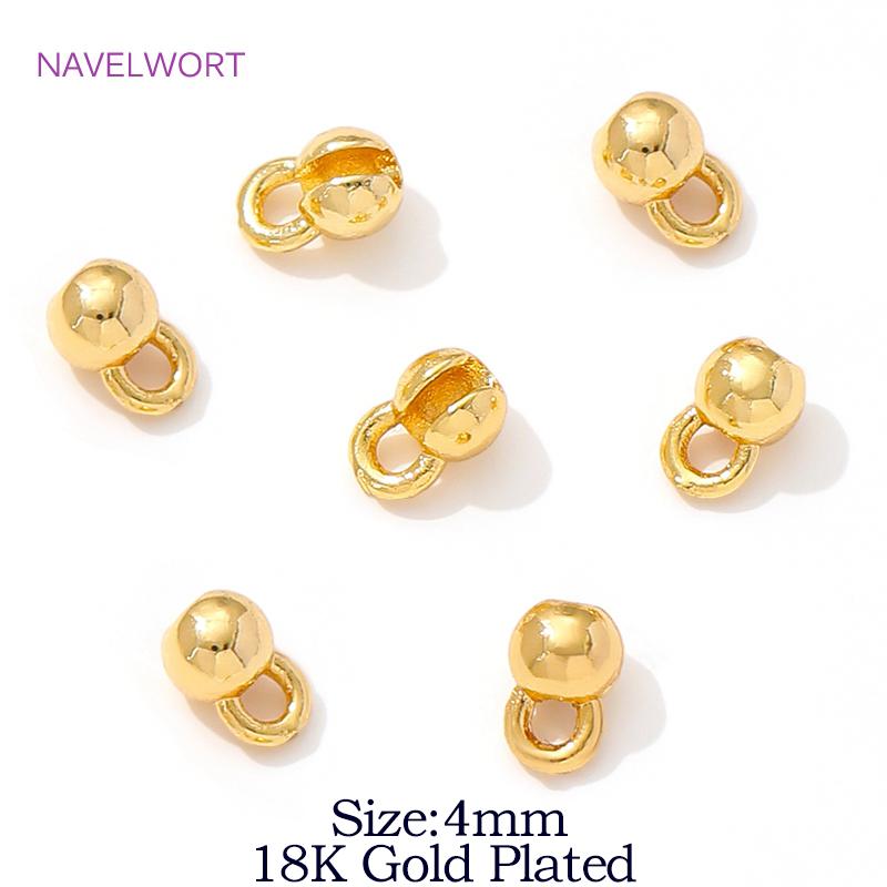 18K Gold Plated Brass Crimp Beads,End Caps For Jewelry Making,Clam Shell Bead Tip Crimp Ends Beads,DIY Bracelets Accessories