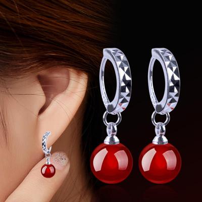 Orecchini alla moda da donna, orecchini Manau neri e rossi naturali, gioielli carini per le orecchie placcati in argento