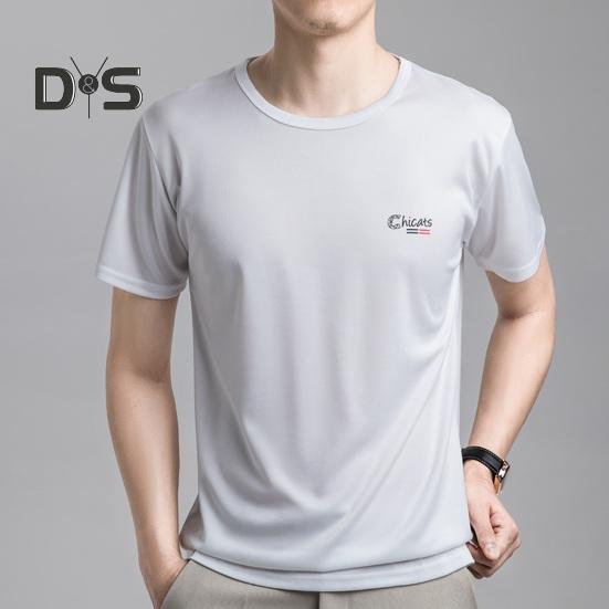 Summer Men T-shirt Mesh Thin Quick-drying Round Neck Short Sleeves O Neck Pure Color Stretchy Sport Daily Wear Top