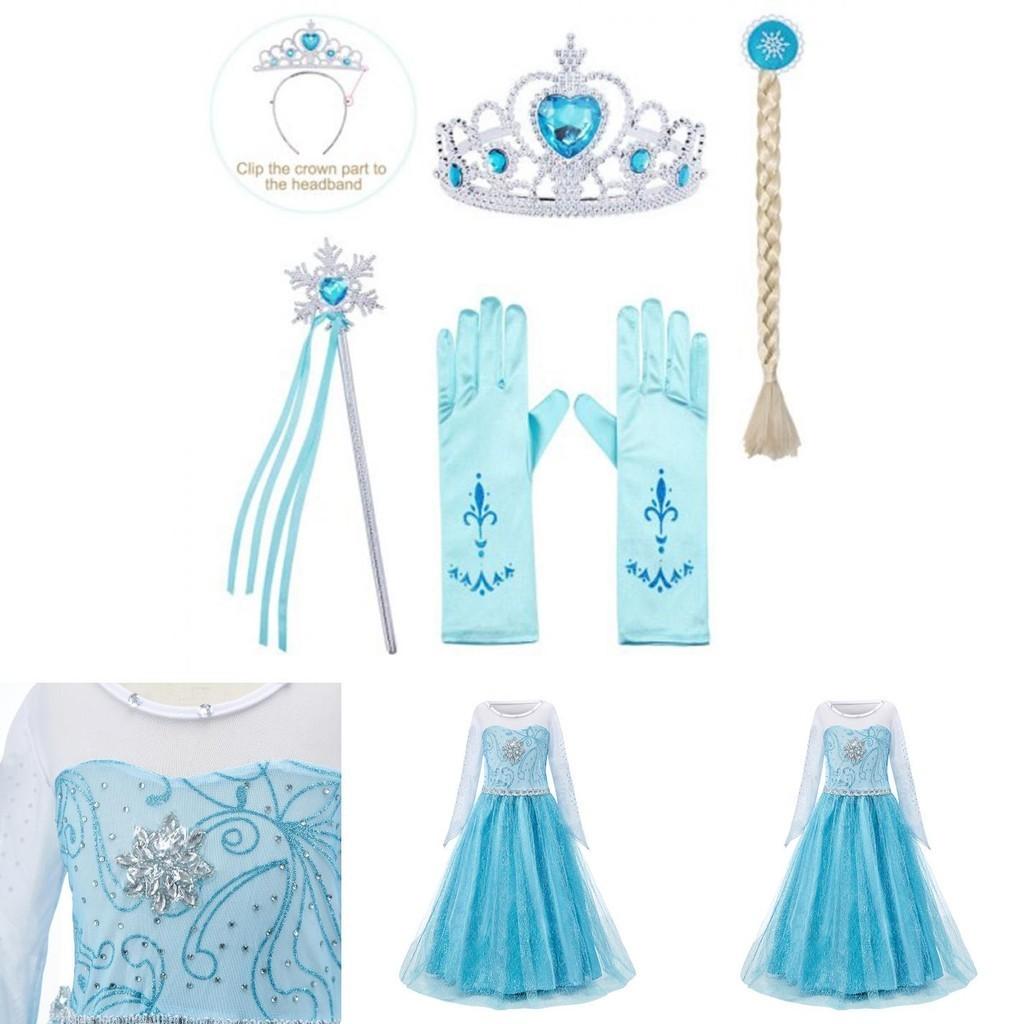 Elsa Princess Dress For Girls Halloween Costume Kids Fairy Tale Dress