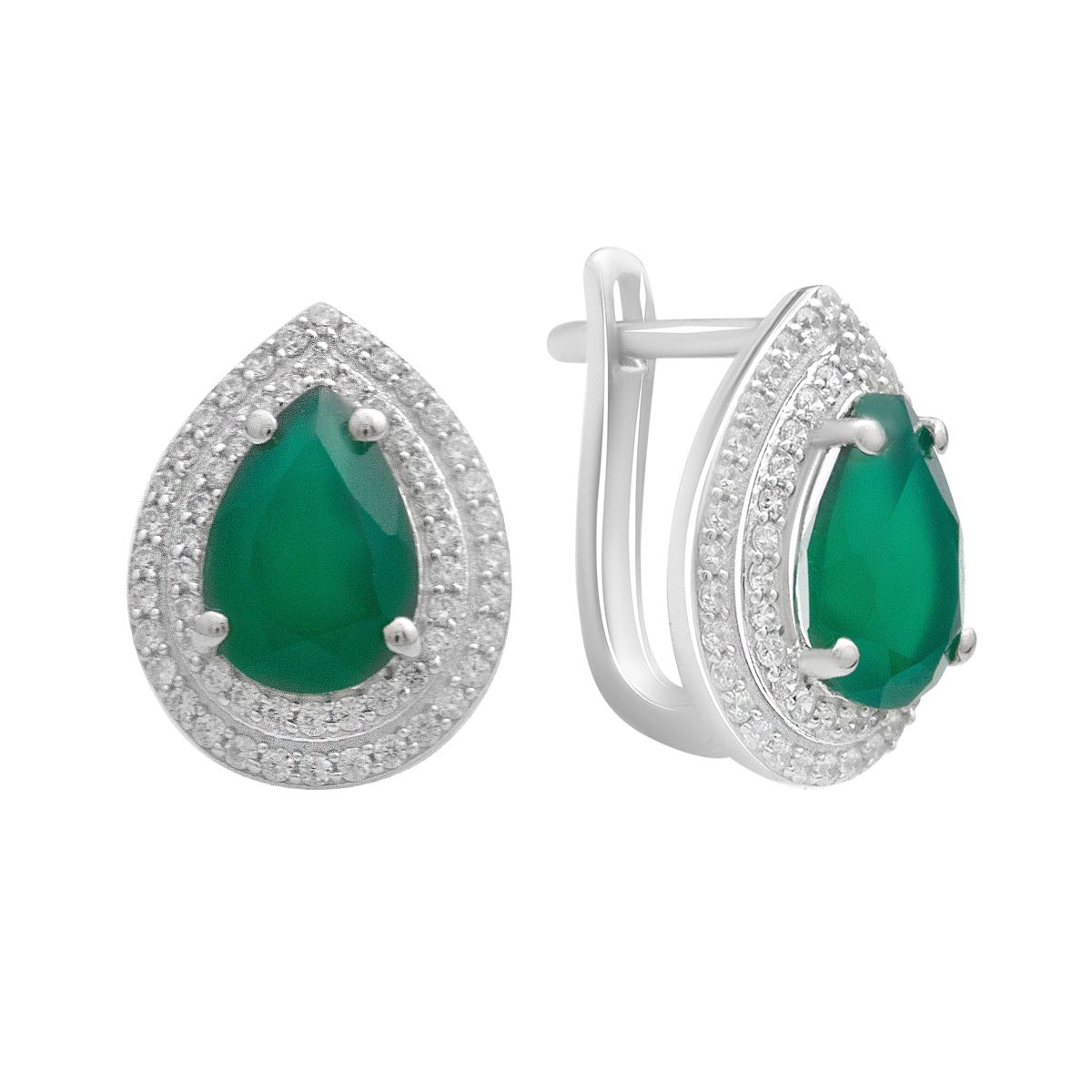 

Silver earrings with natural agate (2196273) смарагдовий