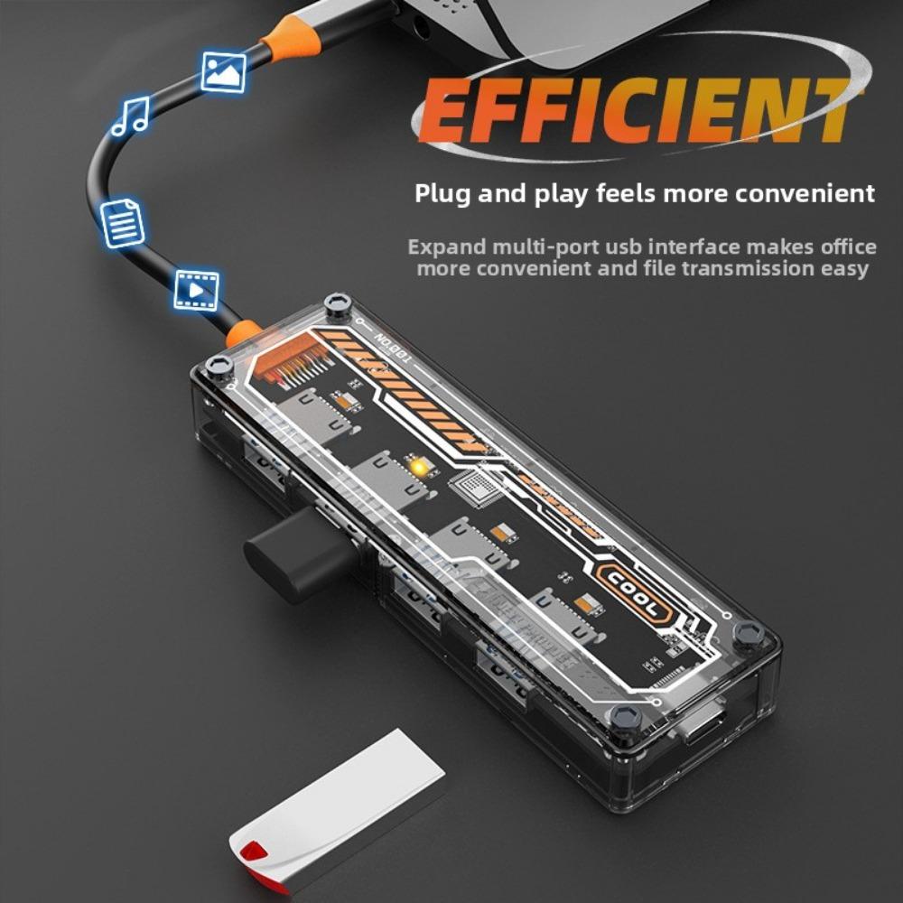 רכזת Type C 5 ב-1 מתאם USB C עם עיצוב שקוף למחשב נייד PC MacBook