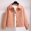 Women's Short Loose Wool Jacket with Earmuffs - Korean Style for Spring & Autumn