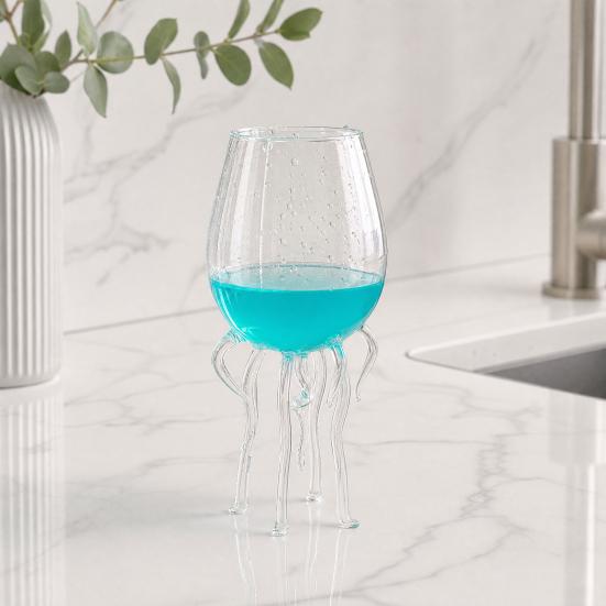 Octopus Wine Glass, Jellyfish Shaped Martini Cup, Creative Cocktail Glass for Juice Bar, Novelty Home Decor Gift